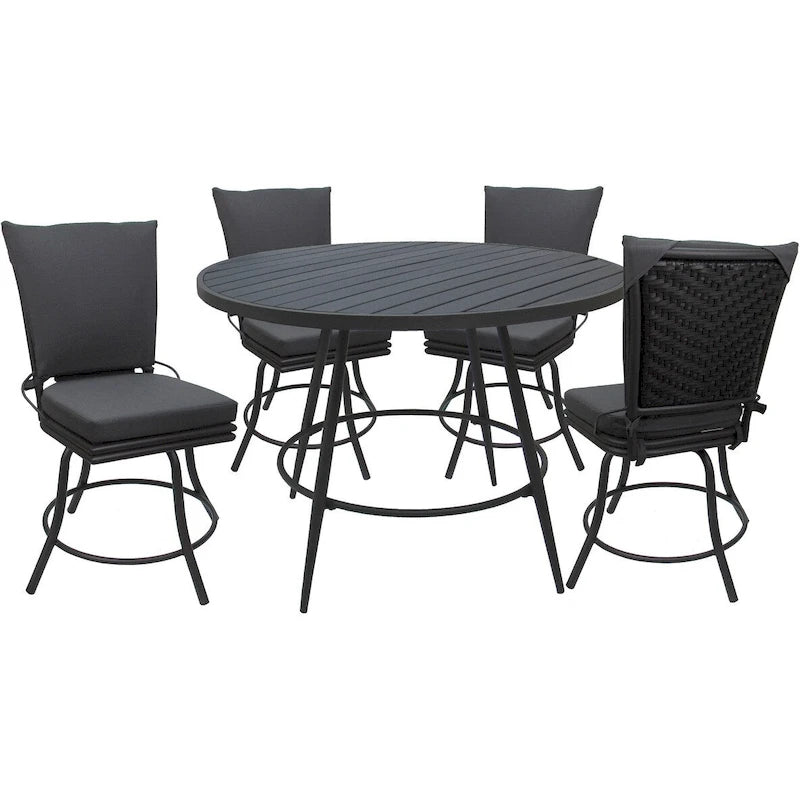 Ensemble de salle à manger d'extérieur ou d'intérieur pour patio - Chaises pivotantes Ofir sans accoudoirs - Table de 42 pouces