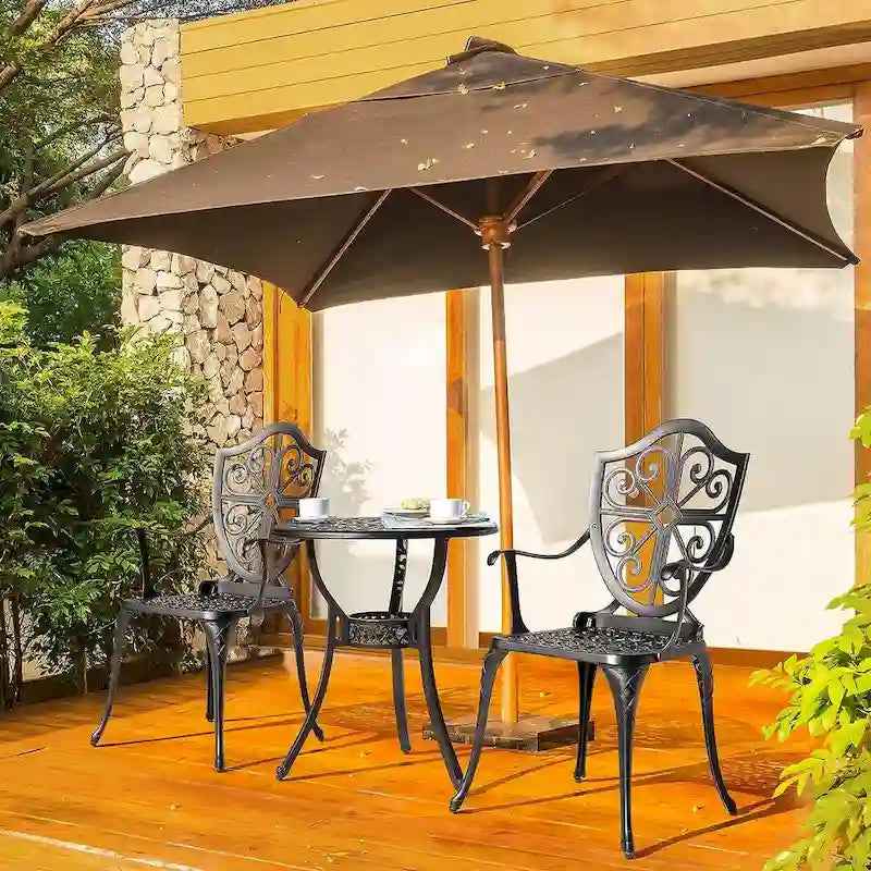 Ensembles de patio d'extérieur en aluminium moulé avec table percée pour parasol