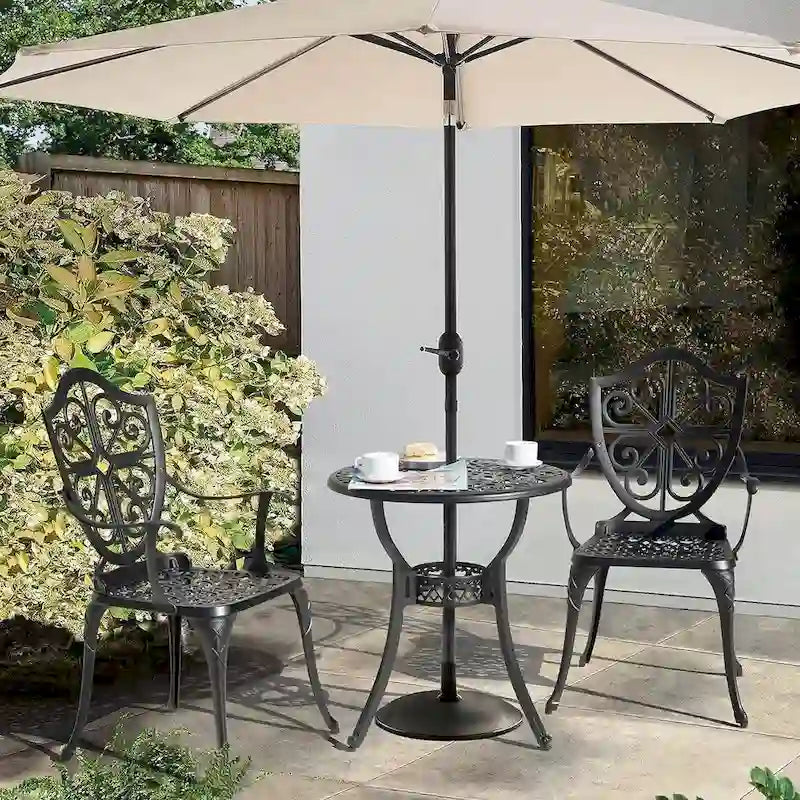 Ensembles de patio d'extérieur en aluminium moulé avec table percée pour parasol