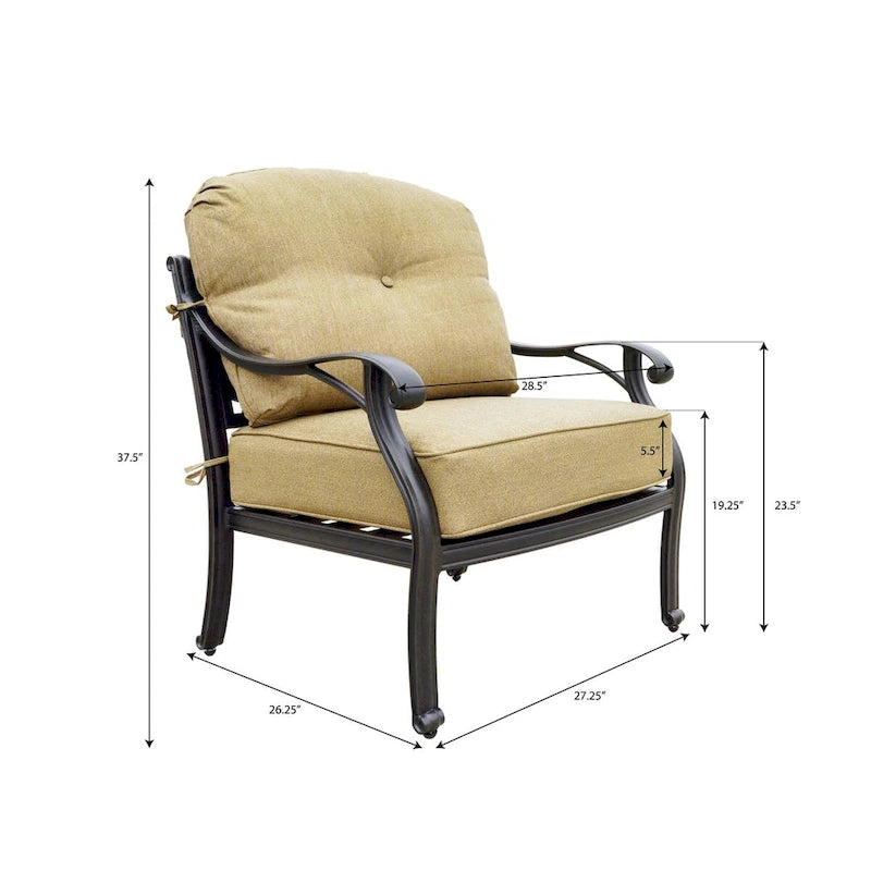 Ensemble de conversation Nassau 4 pièces avec foyer au propane, canapé deux places, coussins, table de conversation ronde de 47 pouces et verre à feu.