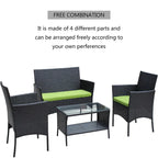 Ensemble de mobilier de patio en rotin (4 pièces)
