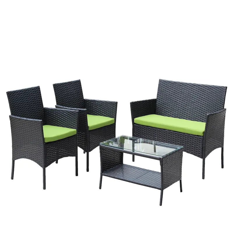 Ensemble de mobilier de patio en rotin (4 pièces)