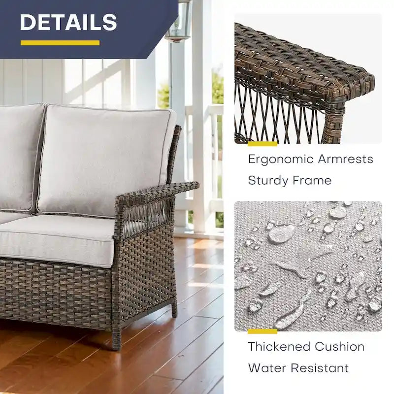 Pouf d'extérieur en rotin tressé Gymojoy - Marron