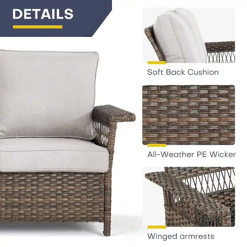 Pouf d'extérieur en rotin tressé Gymojoy - Marron