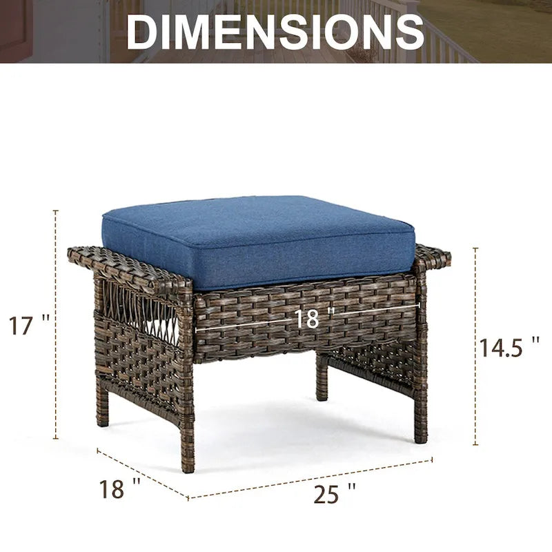 Pouf d'extérieur en rotin tressé Gymojoy - Marron