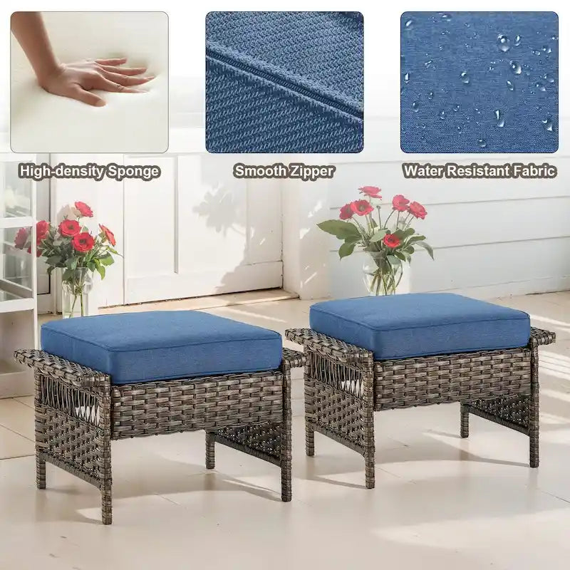 Pouf d'extérieur en rotin tressé Gymojoy - Marron