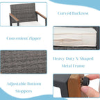 Ensemble bistro en résine tressée à bascule 3 pièces, mobilier de jardin avec chaises de véranda et table basse en verre.