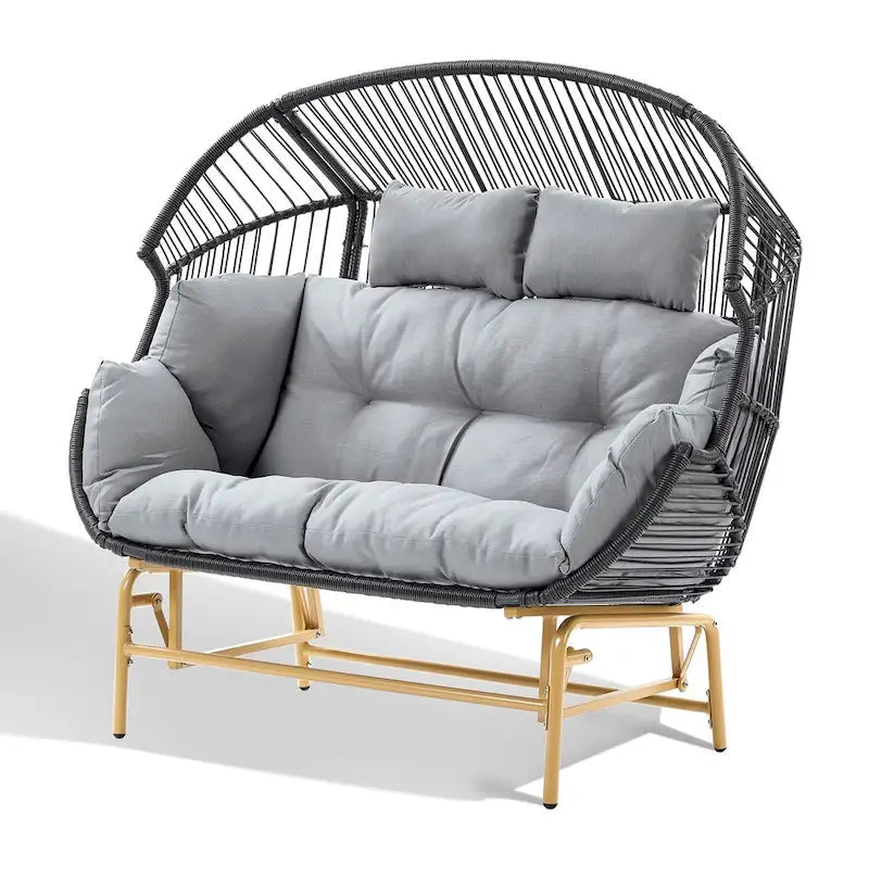 Fauteuil berçant en résine tressée PE - Gris foncé