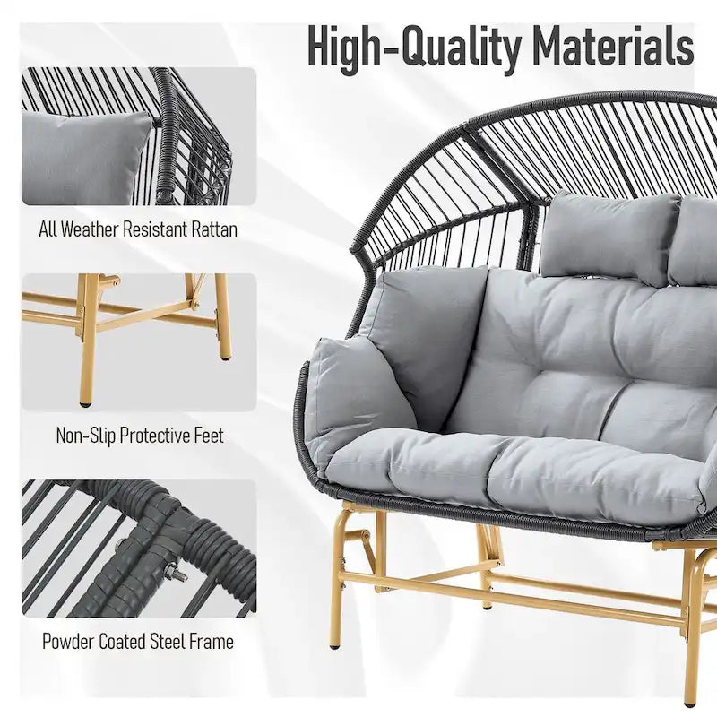 Fauteuil berçant en résine tressée PE - Gris foncé