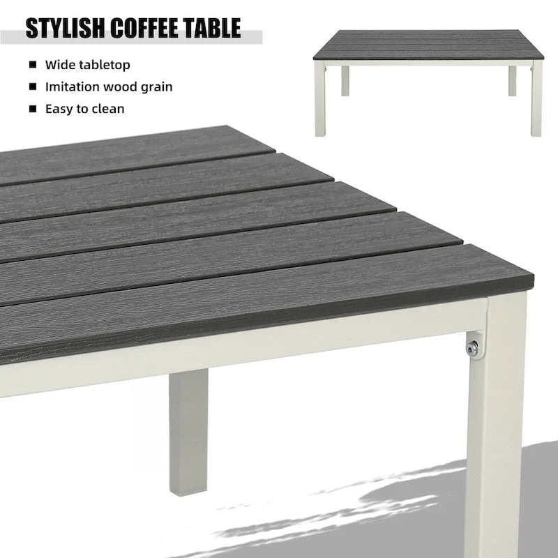 Ensemble de conversation de patio en acier 4 pièces avec coussins et table basse