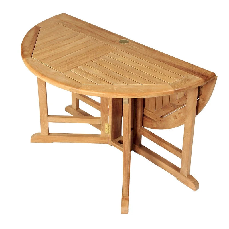 Table de salle à manger pliante papillon en teck - Ronde 48 (120 cm)