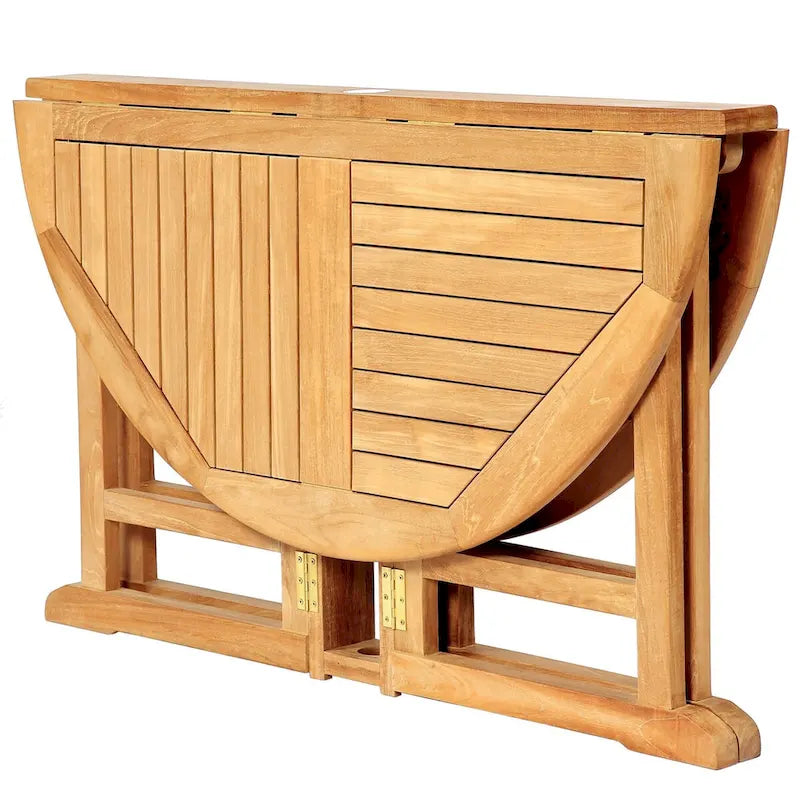 Table de salle à manger pliante papillon en teck - Ronde 48 (120 cm)