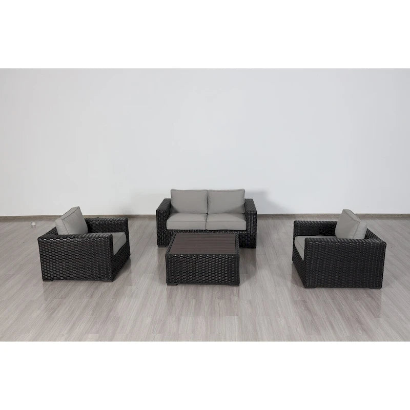 Ensemble causeuse Teva Furniture Santa Monica, cadre marron expresso, avec coussins.