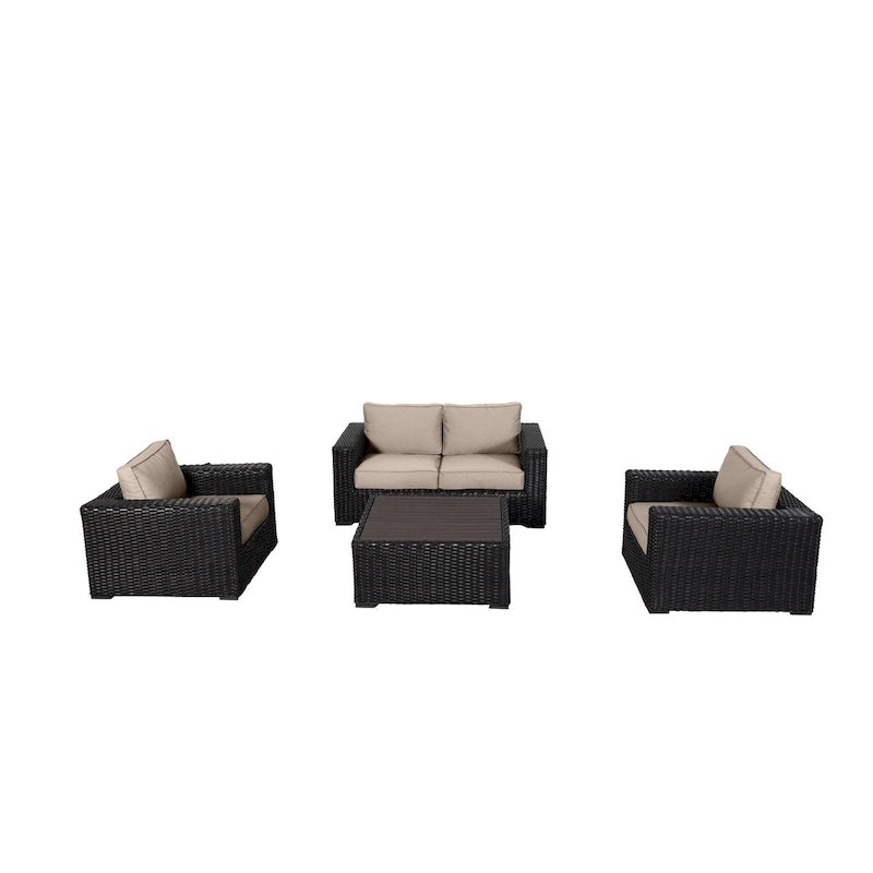 Ensemble causeuse Teva Furniture Santa Monica, cadre marron expresso, avec coussins.