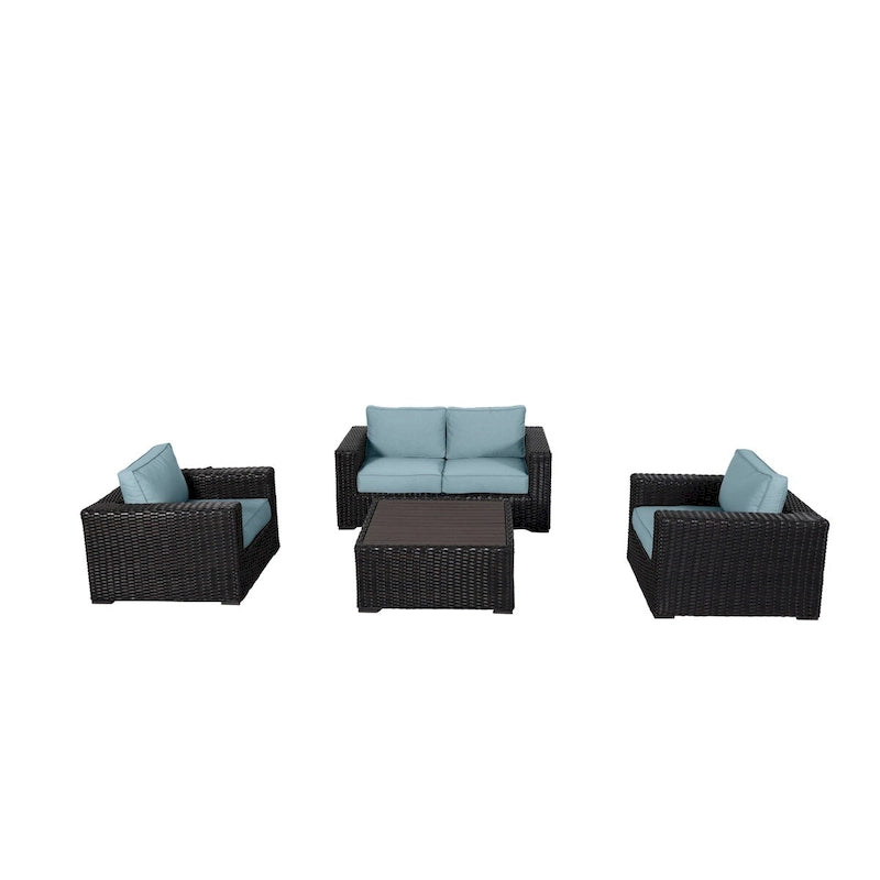 Ensemble causeuse Teva Furniture Santa Monica, cadre marron expresso, avec coussins.