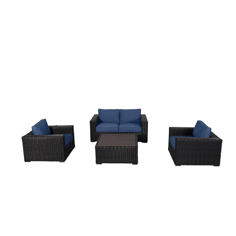 Ensemble causeuse Teva Furniture Santa Monica, cadre marron expresso, avec coussins.