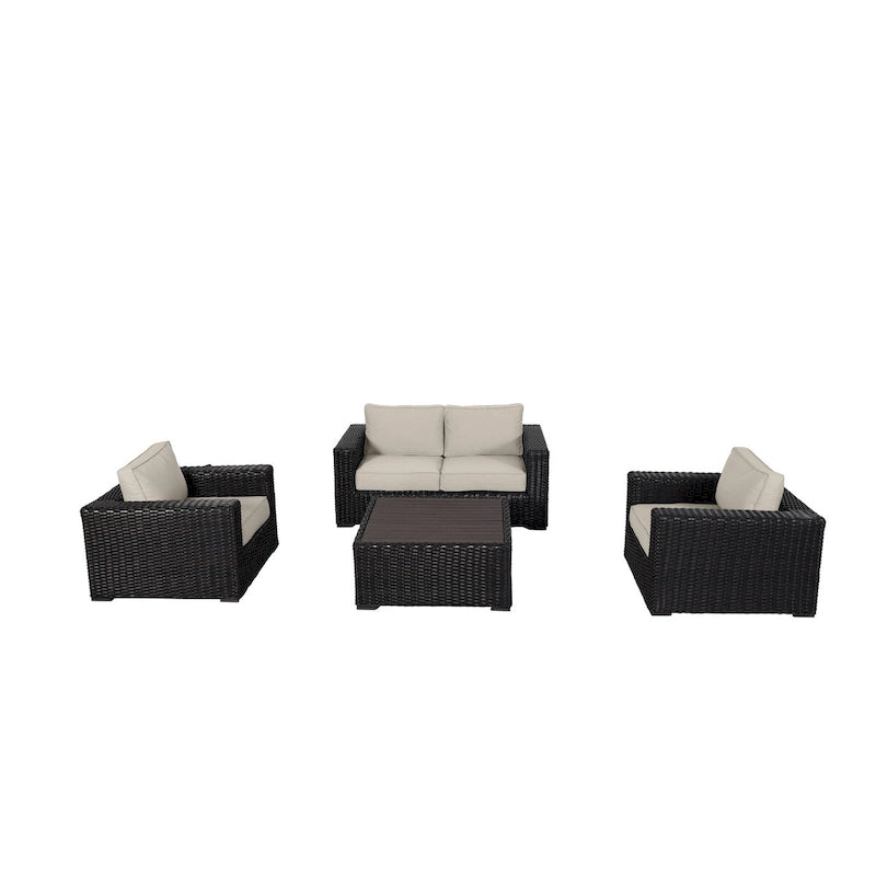 Ensemble causeuse Teva Furniture Santa Monica, cadre marron expresso, avec coussins.