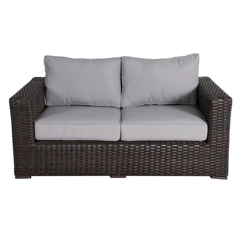 Ensemble causeuse Teva Furniture Santa Monica, cadre marron expresso, avec coussins.
