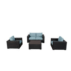 Ensemble causeuse Teva Furniture Santa Monica, cadre marron expresso, avec coussins.