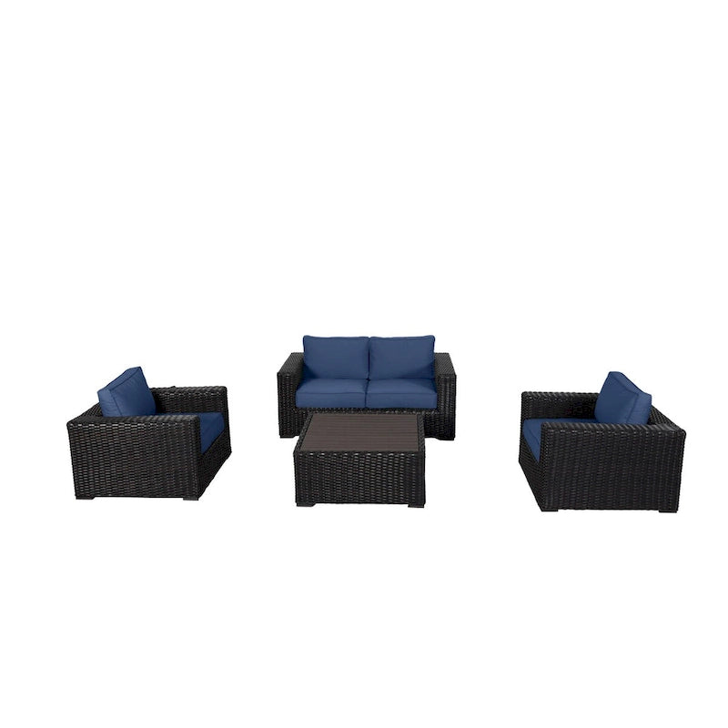 Ensemble causeuse Teva Furniture Santa Monica, cadre marron expresso, avec coussins.