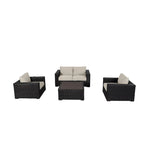 Ensemble causeuse Teva Furniture Santa Monica, cadre marron expresso, avec coussins.