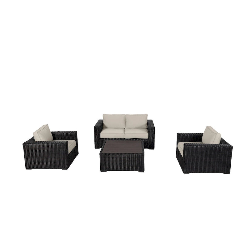 Ensemble causeuse Teva Furniture Santa Monica, cadre marron expresso, avec coussins.