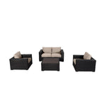 Ensemble causeuse Teva Furniture Santa Monica, cadre marron expresso, avec coussins.