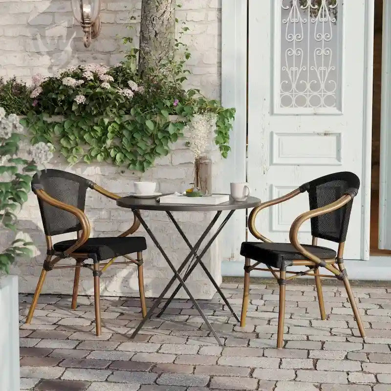 Lot de 2 chaises commerciales Paris tout temps avec accoudoirs et structure métallique - Non applicable