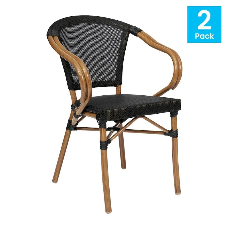Lot de 2 chaises commerciales Paris tout temps avec accoudoirs et structure métallique - Non applicable