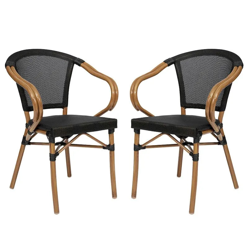 Lot de 2 chaises commerciales Paris tout temps avec accoudoirs et structure métallique - Non applicable
