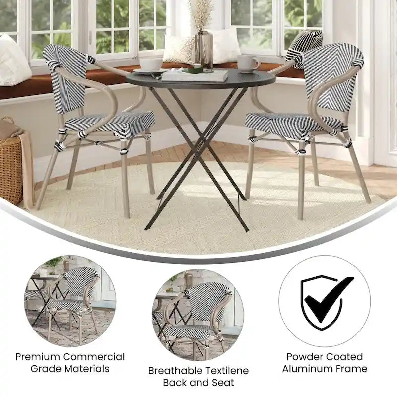 Lot de 2 chaises commerciales Paris tout temps avec accoudoirs et structure métallique - Non applicable