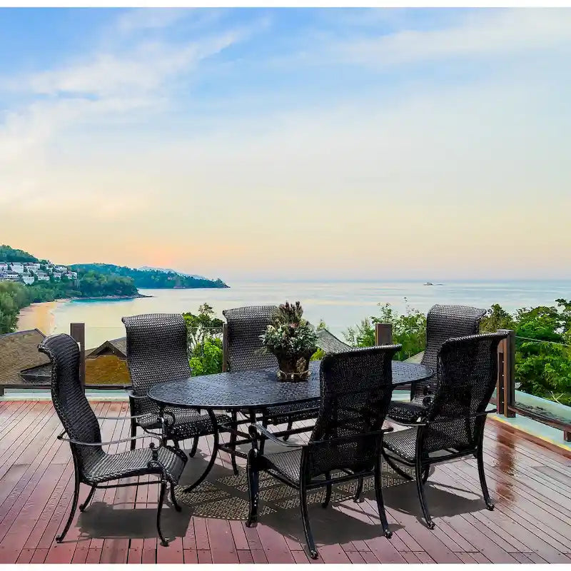 Windermere Oval Patio Dining Table Set of 7 - N/A