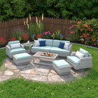 Ensemble de sièges de patio extérieurs Portofino Comfort 7 pièces Sunbrella avec mécanisme à bascule