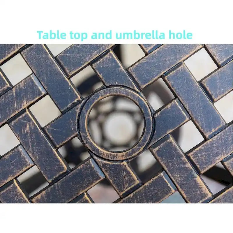 Ensemble de meubles en aluminium moulé antirouille, table ronde