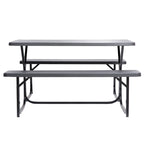 Ensemble table de pique-nique d'extérieur en bois avec structure en métal, gris