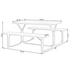 Ensemble table de pique-nique d'extérieur en bois avec structure en métal, gris