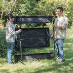 Ensemble table de pique-nique d'extérieur en bois avec structure en métal, gris