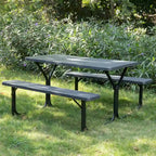 Ensemble table de pique-nique d'extérieur en bois avec structure en métal, gris