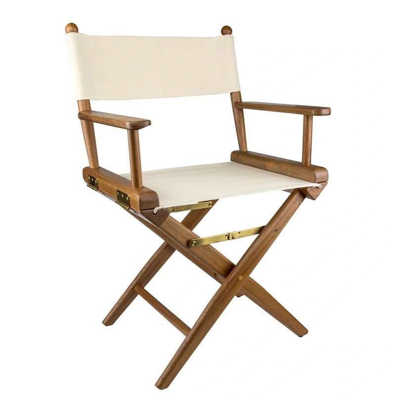Folding Teak Director's Chair with Waterproof SUNBREALLA Fabric