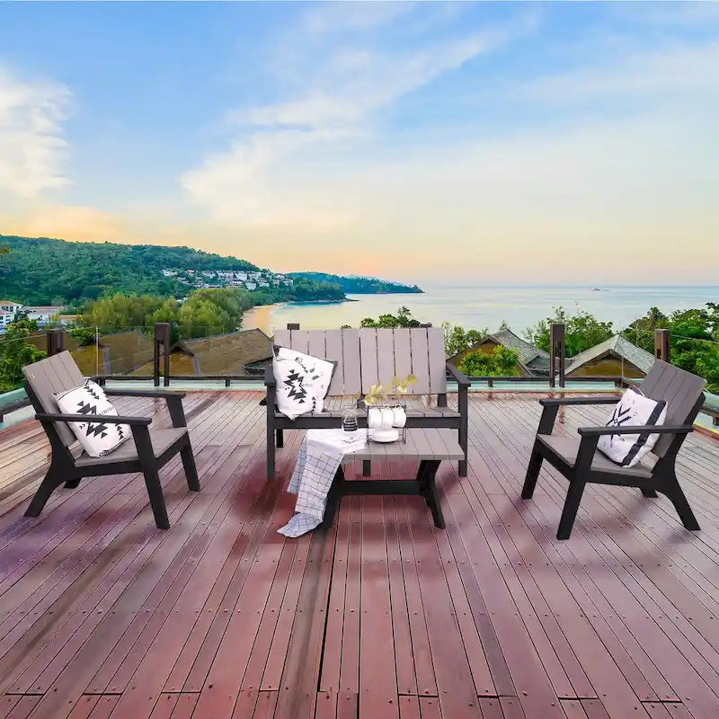 Ensemble de canapés de patio 4 pièces Enzo résistant à l'eau et aux intempéries