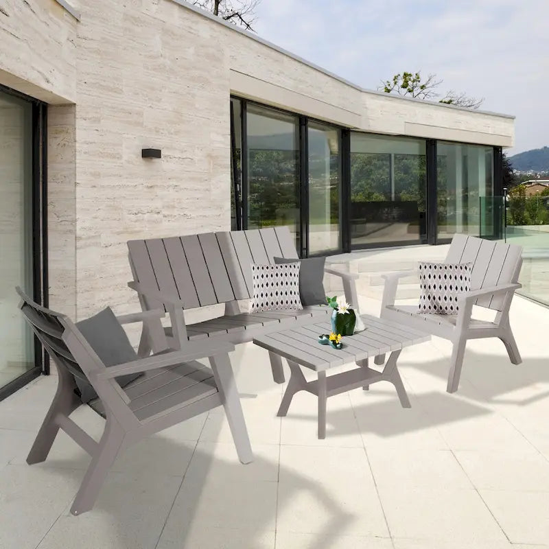 Ensemble de canapés de patio 4 pièces Enzo résistant à l'eau et aux intempéries