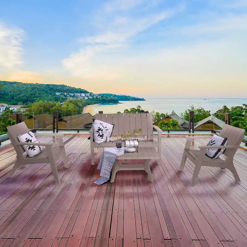 Ensemble de canapés de patio 4 pièces Enzo résistant à l'eau et aux intempéries