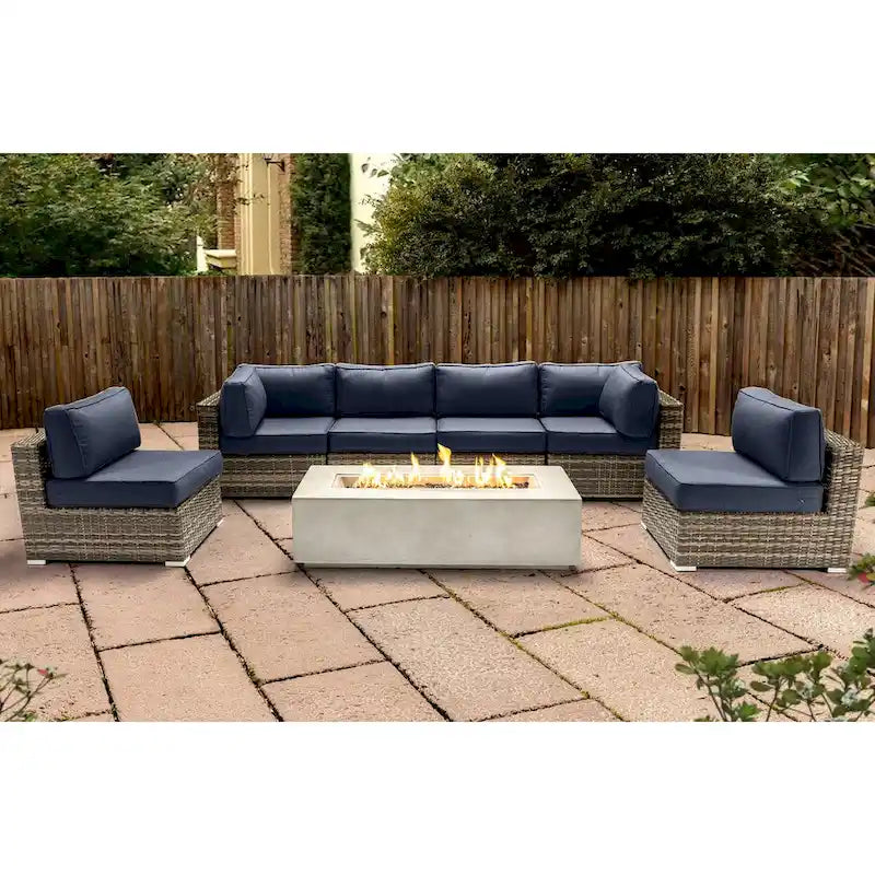 LSI 6 Person Seating Group With Firepit And Sunbrella Cushions