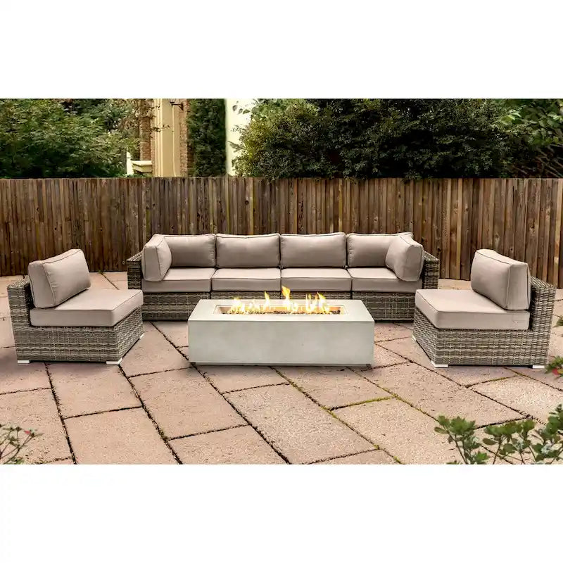 Ensemble de sièges LSI 6 personnes avec foyer et coussins Sunbrella