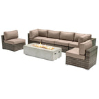 Ensemble de sièges LSI 6 personnes avec foyer et coussins Sunbrella