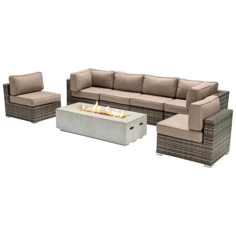Ensemble de sièges LSI 6 personnes avec foyer et coussins Sunbrella