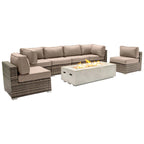 Ensemble de sièges LSI 6 personnes avec foyer et coussins Sunbrella