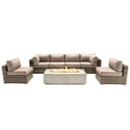 Ensemble de sièges LSI 6 personnes avec foyer et coussins Sunbrella