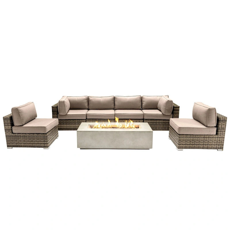 Ensemble de sièges LSI 6 personnes avec foyer et coussins Sunbrella