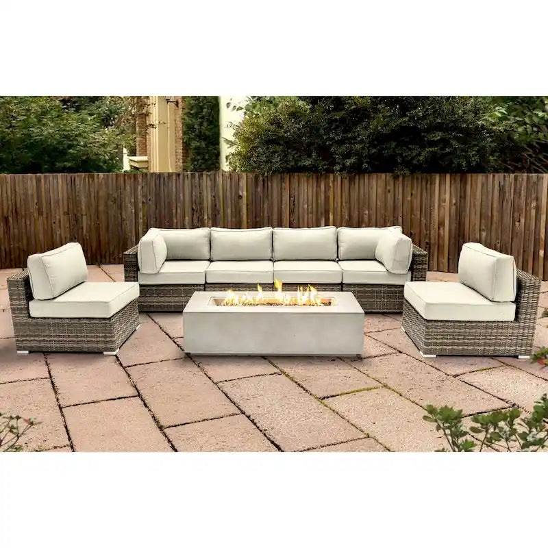 Ensemble de sièges LSI 6 personnes avec foyer et coussins Sunbrella